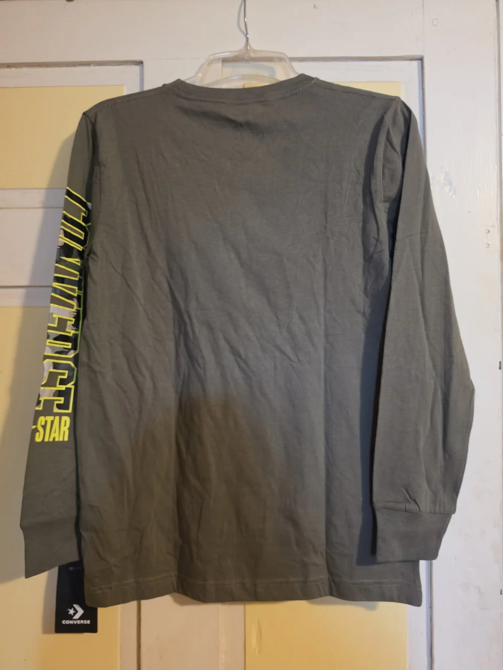 Converse Boys Cotton T-shirt Long Sleeve Army Green Size Large 12-13 NWT